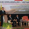 Chủ tịch nước Trương Tấn Sang tới dự và phát biểu tại Diễn đàn Doanh nghiệp Việt Nam-Brunei. (Ảnh: Nguyễn Khang/TTXVN)