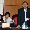 Chủ nhiệm Ủy ban kinh tế của Quốc hội Nguyễn Văn Giàu phát biểu ý kiến. (Ảnh: Nguyễn Dân/TTXVN)