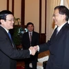 Chủ tịch nước Trương Tấn Sang tiếp Trưởng đại diện Cơ quan Hợp tác Quốc tế Nhật Bản tại Việt Nam. (Ảnh: Nguyễn Khang/TTXVN)