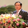 Ông Phạm Quang Nghị, Ủy viên Bộ Chính trị, Bí thư Thành ủy Hà Nội phát biểu tại hội nghị. (Ảnh: Dương Giang/ TTXVN)