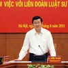 Chủ tịch nước Trương Tấn Sang phát biểu tại buổi làm việc. Ảnh: Nguyễn Dân - TTXVN
