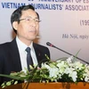 Chủ tịch Hội Nhà báo Việt Nam Thuận Hữu phát biểu khai mạc. (Ảnh: Phương Hoa/TTXVN)