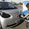 Một trạm nạp điện cho xe ôtô điện của Toyota ở Nhật Bản. (Nguồn: AP)