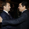 Tổng thống Nga Medvedev và người đồng cấp Berdymuhamedov. (Nguồn: Getty images)