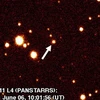 Sao chổi C/2011 L4 hiện trên màn hình kính thiên văn. (Nguồn: Internet)