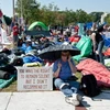Người biểu tình dựng trại tại Quảng trường Tự do ở WashingtonDC "ngày 8/10. (Ảnh; AFP/TTXVN)