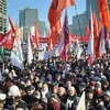 Dân Nga biểu tình tại trung tâm Mátxcơva ngày 10/3. (Nguồn: Getty images)