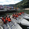 Cảnh sát biên giới của Trung Quốc tham gia tuần tra chung trên sông Mekong cùng Myanmar, Lào và Thái Lan. (Nguồn: Xinhua)