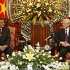 Chủ tịch Quốc hội Nguyễn Phú Trọng tiếp Phó Thủ tướng Campuchia Ke Kim Yan. (Ảnh: Trí Dũng/TTXVN)