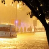 Các đường phố Lào Cai bị ngập úng do mưa quá lớn. (Ảnh: Internet)