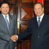 Phó Thủ tướng, Bộ trưởng Bộ Ngoại giao Phạm Gia Khiêm tiếp và hội đàm với Phó Thủ tướng, Bộ trưởng Ngoại giao Lào. (Ảnh: Doãn Tấn/TTXVN)