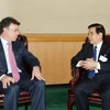 Chủ tịch nước Nguyễn Minh Triết đã tiếp Ngài Juan Manuel Santos, Tổng thống Cộng hòa Colombia. (Ảnh: Nguyễn Khang/TTXVN)