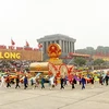 Khối diễu hành chào mừng Đại lễ 1000 năm Thăng Long-Hà Nội. (Ảnh: Đức Tám/TTXVN)