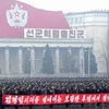 Người Triều Tiên diễn hành tại quảng trường Kim Il Sung. (Ảnh: Internet)