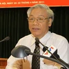 Tổng Bí thư, Chủ tịch Quốc hội Nguyễn Phú Trọng phát biểu tại hội nghị. (Ảnh: Trí Dũng/TTXVN)