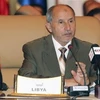 Ông Mustafa Abdul-Jalil phát biểu tại cuộc gặp các phái viên NATO ở Qatar. (Ảnh: AP)