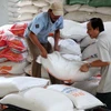 Bốc xếp gạo xuất khẩu tại Công ty Lương thực Đồng Tháp. (Ảnh: Đình Huệ/TTXVN)