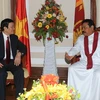 Tổng thống Mahinda Rajapaksa và Chủ tịch nước Trương Tấn Sang trước khi bước vào hội đàm. (Ảnh: Nguyễn Khang/TTXVN)
