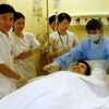 Bệnh nhân Nguyễn Duy Hải đang điều trị tại khoa Ngoại. (Ảnh: Phương Vy/TTXVN)