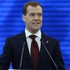 Thủ tướng Dmitry Medvedev phát biểu tại đại hội. (Ảnh: AFP/TTXVN)