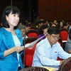 Đại biểu Quốc hội thành phố Hồ Chí Minh, Đoàn Nguyễn Thùy Trang phát biểu ý kiến. (Ảnh: Doãn Tấn/TTXVN)