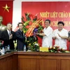 Ông Đinh Thế Huynh, Bí thư TW Đảng, Trưởng Ban Tuyên giáo Trung ương, đến thăm Thông tấn xã Việt Nam. (Ảnh: Nguyễn Dân/TTXVN)