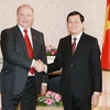 Chủ tịch nước Trương Tấn Sang tiếp Chủ tịch Đảng Cộng sản Liên bang Nga Zyuganov. (Ảnh: Nguyễn Khang/TTXVN)