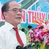 Chủ tịch Quốc hội Nguyễn Sinh Hùng đến dự và phát biểu tại buổi lễ. Chủ tịch Quốc hội Nguyễn Sinh Hùng phát biểu tại buổi lễ. (Ảnh: Nhan Sáng/TTXVN)