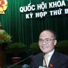 Chủ tịch Quốc hội Nguyễn Sinh Hùng đọc diễn văn bế mạc kỳ họp thứ ba, Quốc hội khóa XIII. (Ảnh: Nhan Sáng/TTXVN)