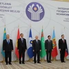 Tổng thống Nga Vladimir Putin (thứ 4 phải) và lãnh đạo các nước SNG tại hội nghị. (Nguồn: AFP/TTXVN)