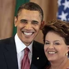 Tổng thống Rousseff trong một cuộc gặp với người đồng cấp Mỹ Barack Obama. (Ảnh:Universal)