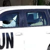 Chuyên gia giải trừ vũ khí hóa học LHQ tại Damascus ngày 3/10. (Ảnh: AFP/TTXVN)