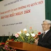 Chủ tịch Quốc hội Nguyễn Phú Trọng phát biểu tại Lễ công bố. (Ảnh: Trí Dũng/TTXVN) 