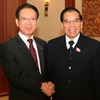Tổng Bí thư Nông Đức Mạnh tiếp Chủ tịch Quốc hội Hàn Quốc Kim Hyong O. (Ảnh: Đinh Xuân Tuân/TTXVN)