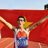 Vận động viên Nguyễn Đình Cương tiếp tục giúp điền kinh và thể thao Việt Nam gặt hái huy chương vàng. (Ảnh:Quốc Khánh/TTXVN) 