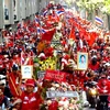 Lực lượng "áo đỏ" tuyên bố từ ngày 28/4 mở rộng phạm vi biểu tình ra nhiều khu vực ở Bangkok. (Ảnh: AFP/TTXVN)