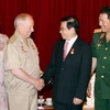 Chủ tịch nước Nguyễn Minh Triết tiếp Nhà du hành Vũ trụ Liên Xô Gorbatko (trái). (Ảnh: Nguyễn Khang/TTXVN) 