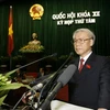 Chủ tịch Quốc hội Nguyễn Phú Trọng đọc Diễn văn khai mạc kỳ họp thứ tám. (Ảnh: Trí Dũng/TTXVN)