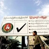 Một tấm biển cổ động bầu cử quốc hội Myanmar của đảng USDP. (Nguồn: AP)