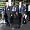 Đội tuyển Việt Nam đến sân bay quốc tế Kuala Lumpur. (Ảnh: Xuân Triển/Vietnam+)