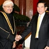 Chủ tịch nước Nguyễn Minh Triết tiếp ông Maqbool Ali Sultan, Bộ trưởng Thương mại và Công nghiệp Vương quốc Oman. (Ảnh: Nguyễn Khang/TTXVN)