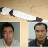 Hai anh em, Nguyễn Việt Trung, Nguyễn Minh Đức và khẩu súng gây án. (Nguồn: Internet)