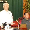 Tổng Bí thư, Chủ tịch Quốc hội, Nguyễn Phú Trọng phát biểu ý kiến. (Ảnh: Trí Dũng/TTXVN)