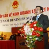 Phó Thủ tướng Hoàng Trung Hải phát biểu tại Hội nghị cấp cao về kinh doanh tại Việt Nam. (Nguồn: TTXVN).