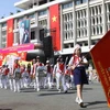 Diễu hành của Đội Thiếu niên tiền phong Hồ Chí Minh tại lễ kỷ niệm tại Thành phố Hồ Chí Minh. (Ảnh: Thanh Vũ/TTXVN)
