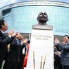 Chủ tịch nước Trương Tấn Sang dự Lễ khánh thành tượng đài Chủ tịch Tôn Đức Thắng. (Ảnh: Phương Vy/TTXVN)