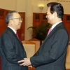 Thủ tướng Nguyễn Tấn Dũng tiếp Ủy viên Quốc vụ Trung Quốc Đới Bỉnh Quốc. (Ảnh: Doãn Tấn/TTXVN)