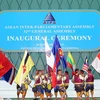 Múa hát thể hiện tình đoàn kết ASEAN tại lễ khai mạc. (Ảnh: Nhan Sáng/TTXVN)