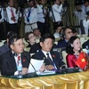 Các thành viên đoàn đại biểu Quốc hội Việt Nam tham dự phiên họp của AIPA-32. (Ảnh: Nhan Sáng/TTXVN)