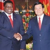 Chủ tịch nước Trương Tấn Sang tiếp Bộ trưởng Ngoại giao Namibia, Utoni Nujoma. (Ảnh: Nguyễn Khang/TTXVN)
